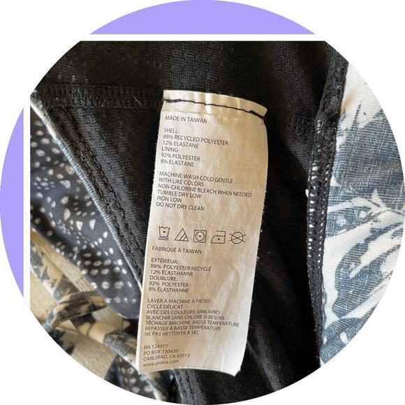 PrAna Sports Bra Women Cage Reistling Yoga Black White Blue Mosaic Size XS - Picture 9 of 11